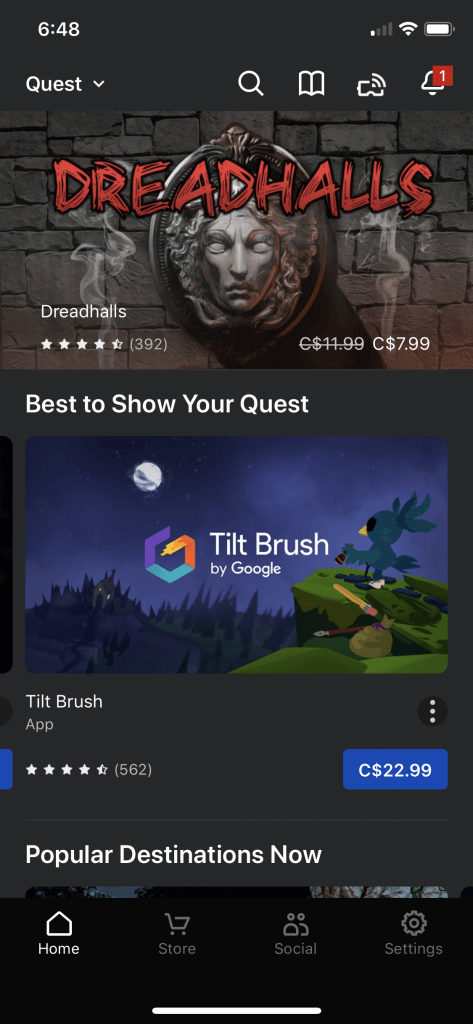 oculus app home screen 1