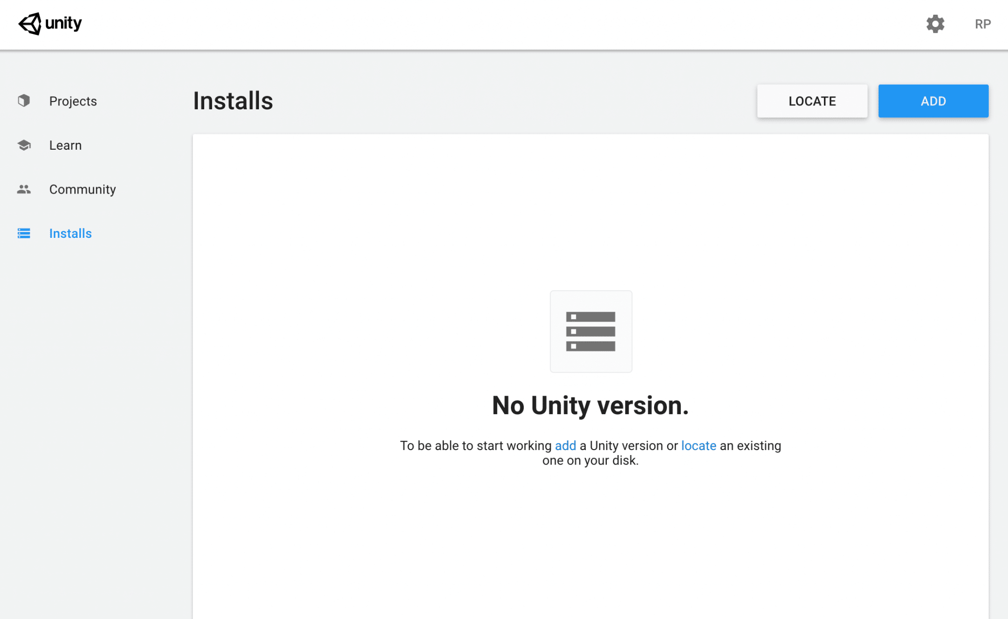 Unity installation