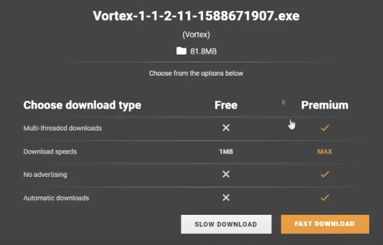 vortex choose slow download