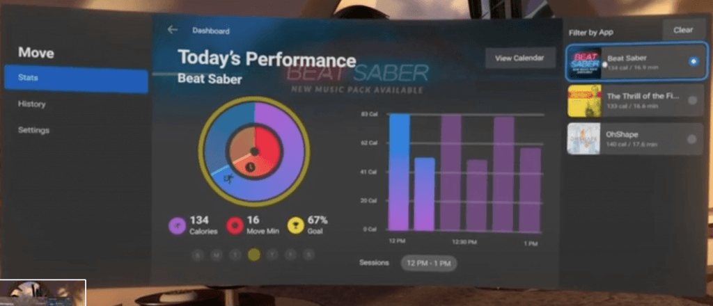 oculus move per game dashboard