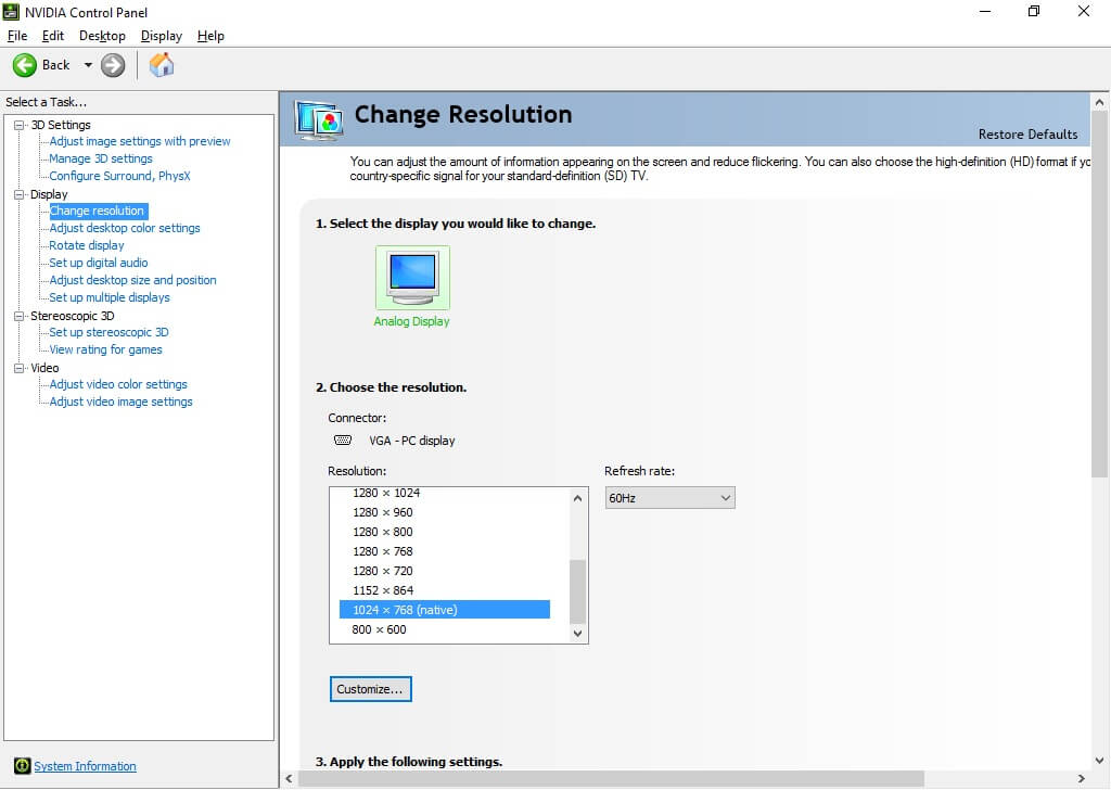 nvidia geforce change resolution