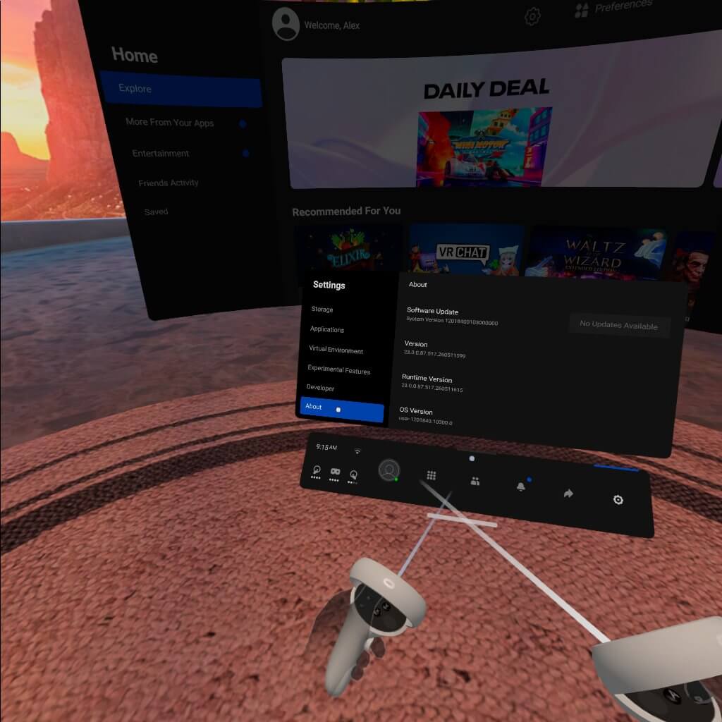 update oculus quest 2 about