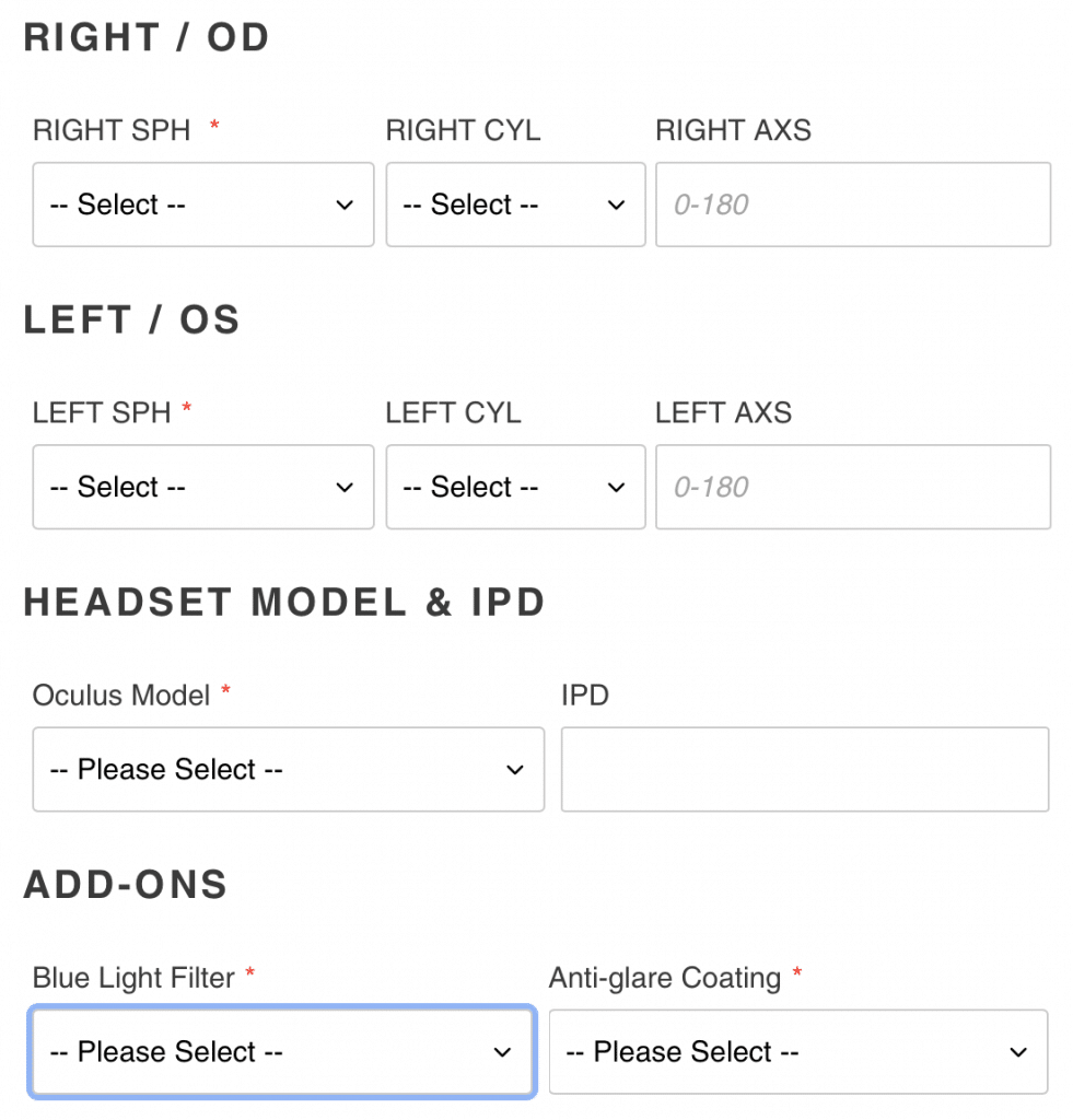 vr prescription lenses options