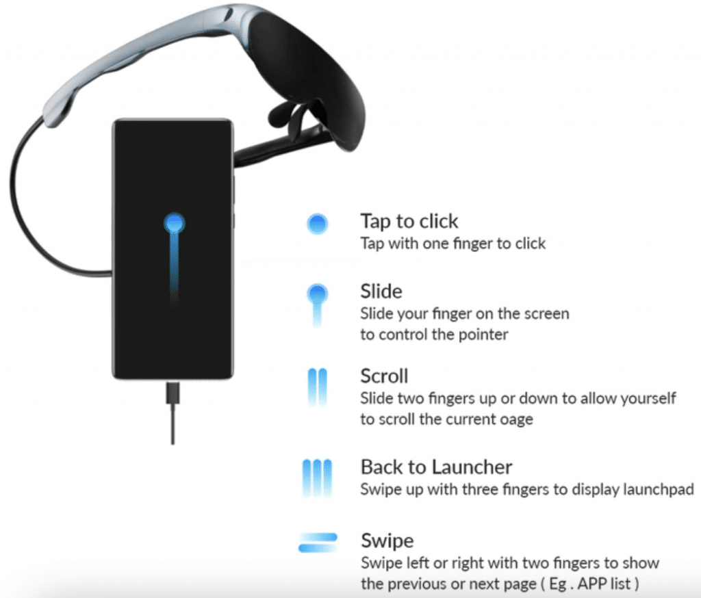 rokid air ar glasses controls