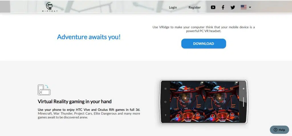 download vridge to connect the htc vive flow to steamvr