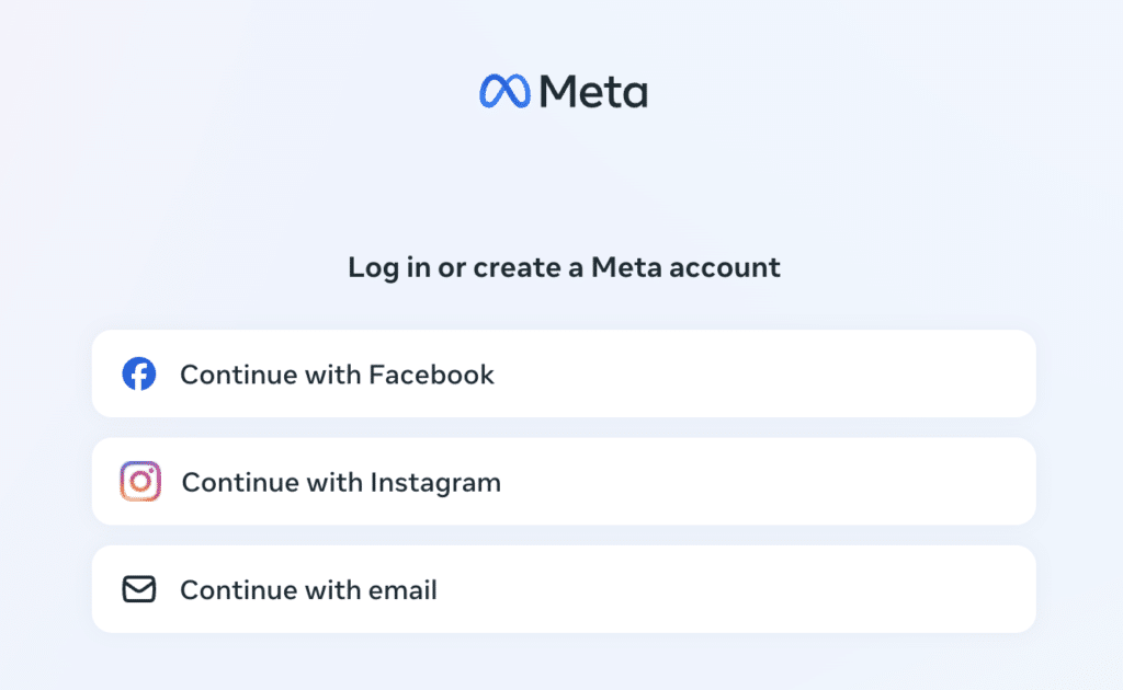 sign in to meta developer dashboard page