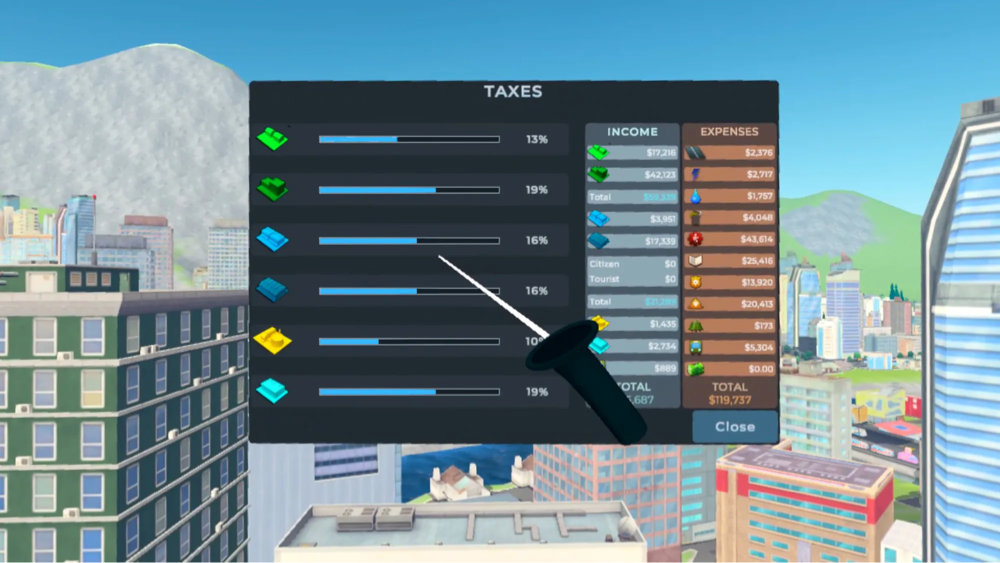 cities vr taxes and city budget planning