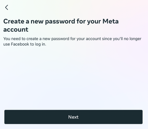 create a new password for your meta account