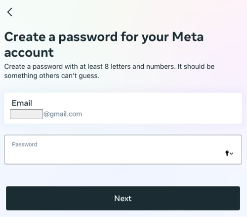 create a password for your meta account