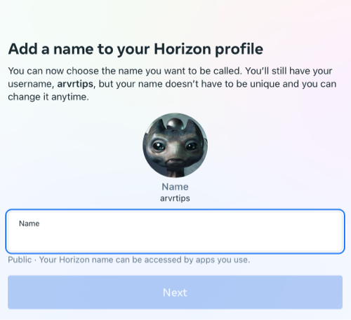 add a name to your horizon profile