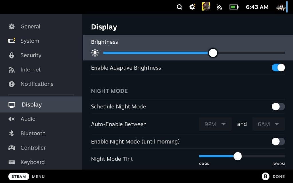 how to manually adjust brightness on the steam deck
