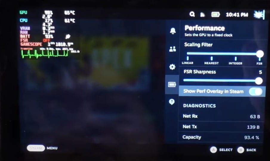 steam deck performance overlay turned on