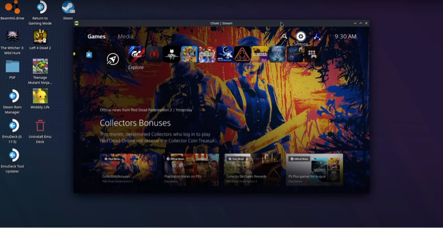ps5 screen on the steam deck