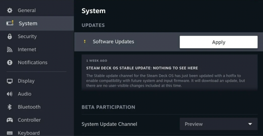 steam deck software updates