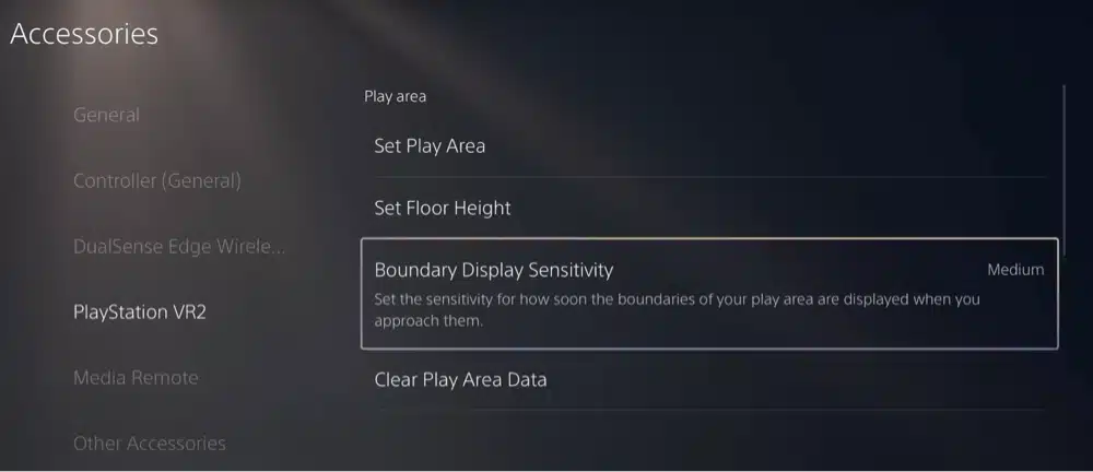 playstation vr2 settings boundary display sensitivity