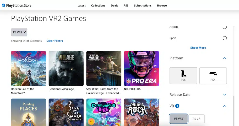 playstation vr2 tips sorting games in the store