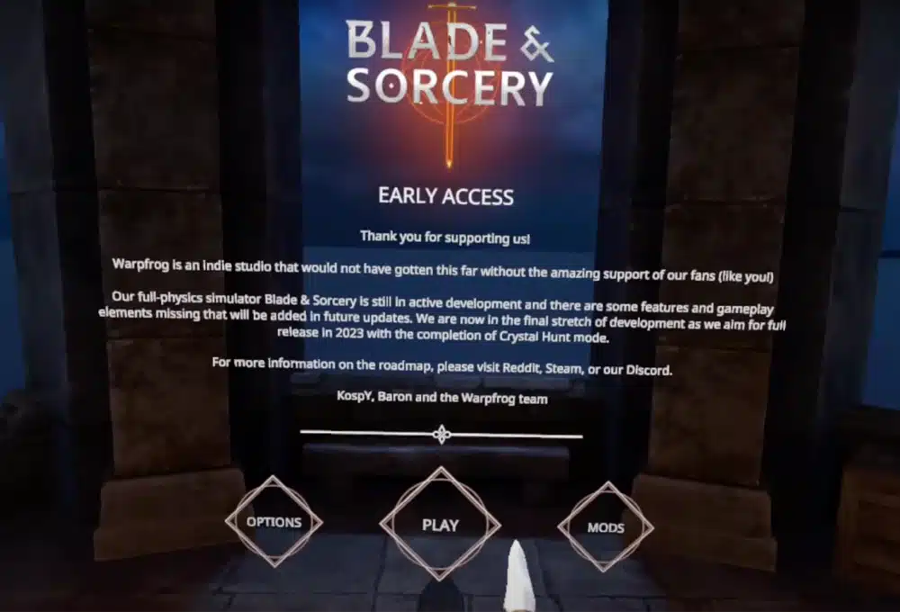 install blade and sorcery nomad mods mod manager main menu