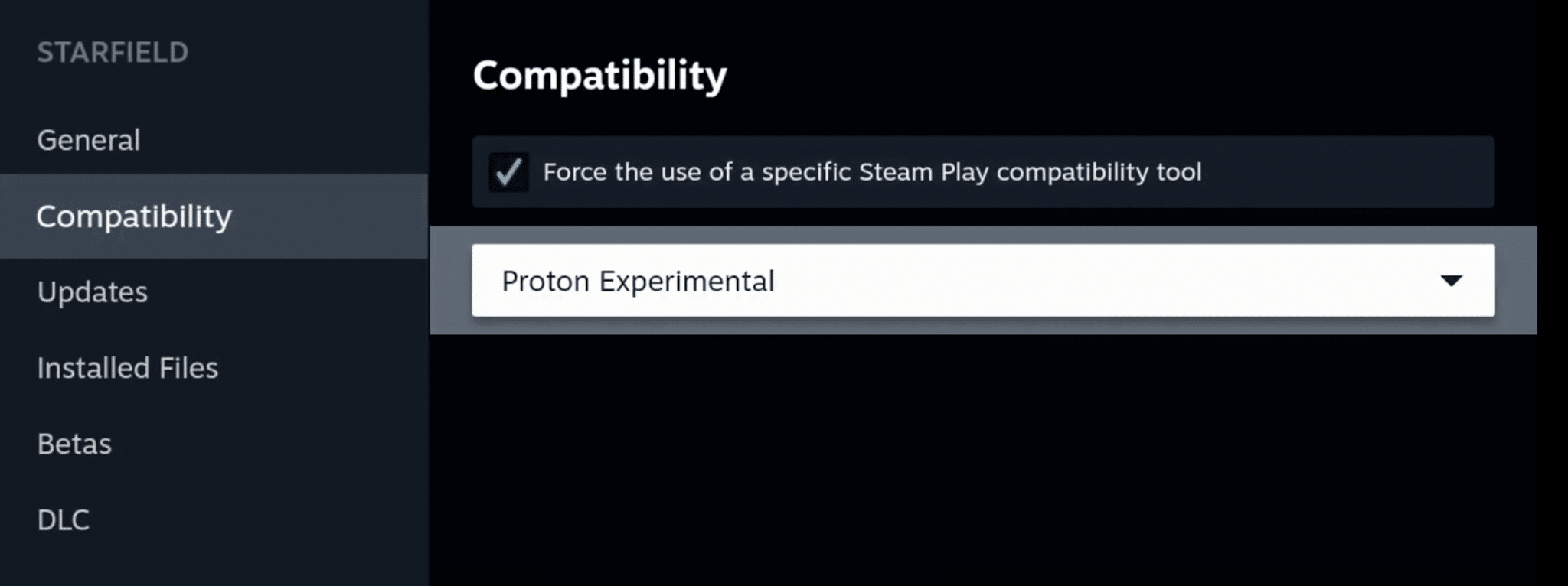 Starfield Proton Experimental on the Steam Deck