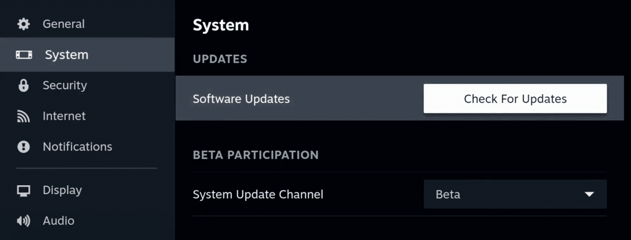 Starfield settings on the steam deck steamos beta channel