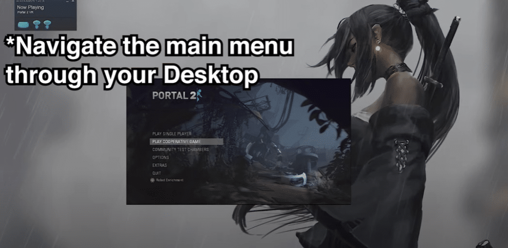 navigate the main menu to launch portal 2 vr mod