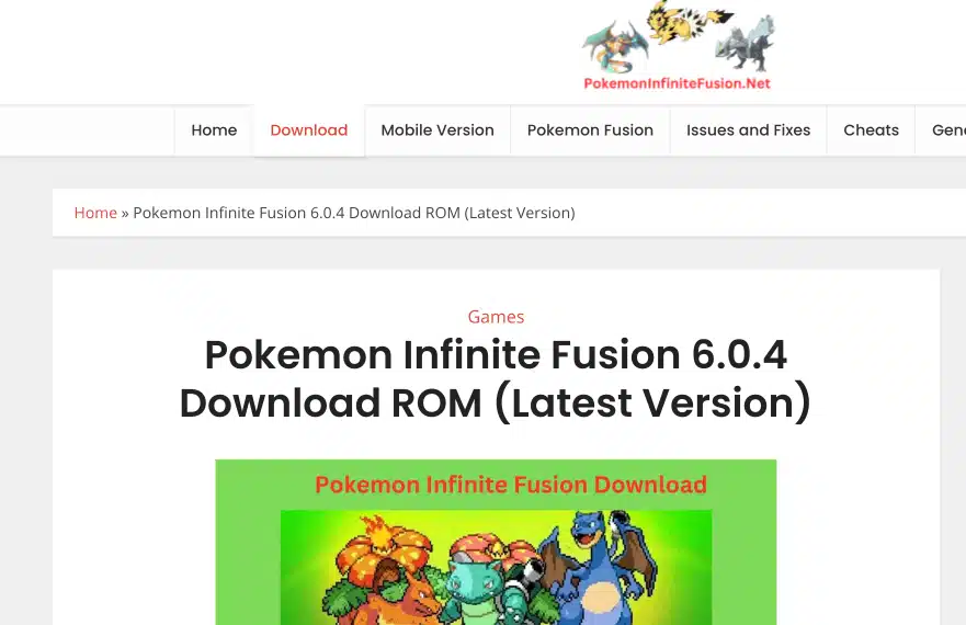 1 - download pokemon infinite fusion from official website