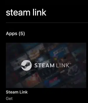 search for steam link in meta quest store