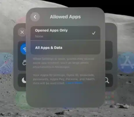 apple vision pro allowed apps and data