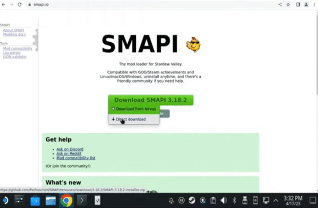 install smapi for stardew valley mods