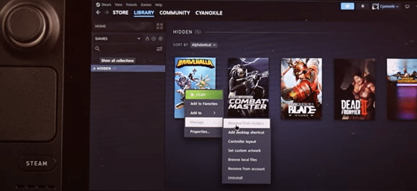How to View Hidden Games on the Steam Deck