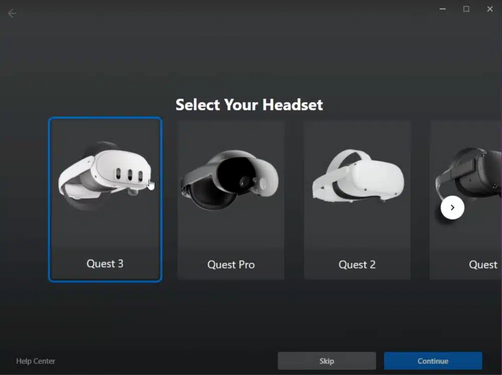 7 - oculus app select headset
