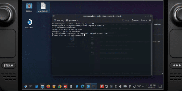 7 - waydroid steam deck password authorization