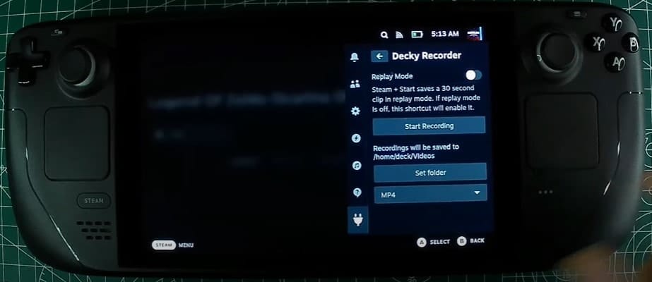 decky recorder start recording on the steam deck