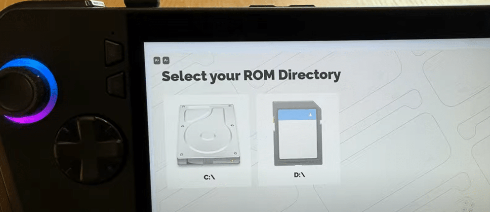 rog ally emulation rom directory