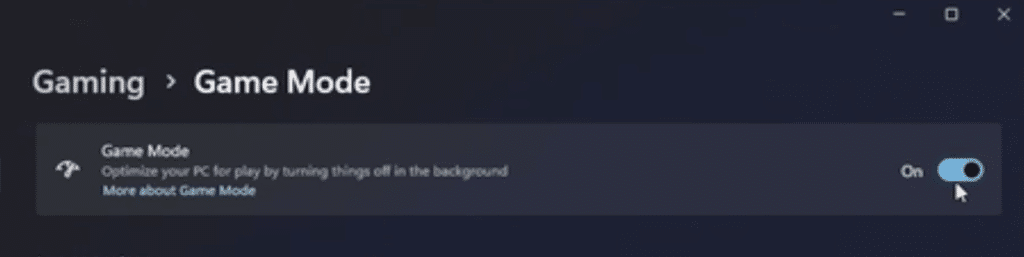 turn on game mode to improve pc vr performance