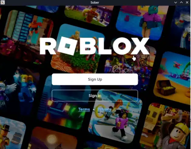 roblox login screen on steam deck