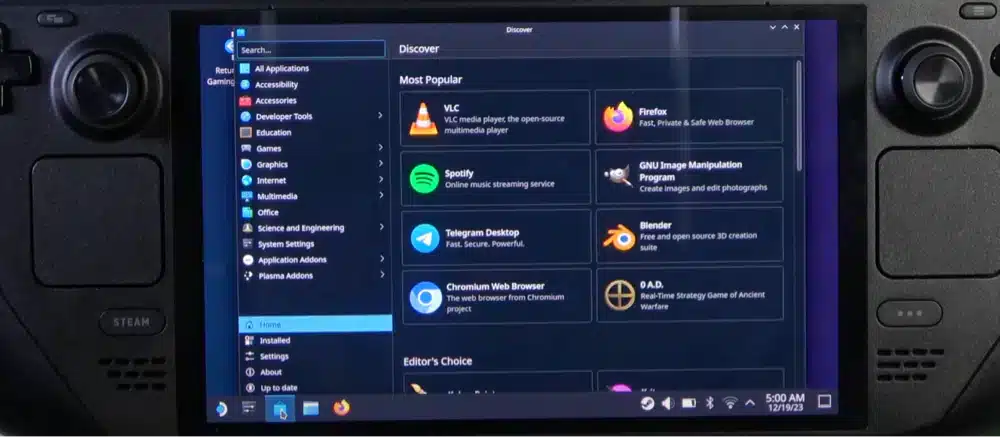 install web browser on steam deck discover app