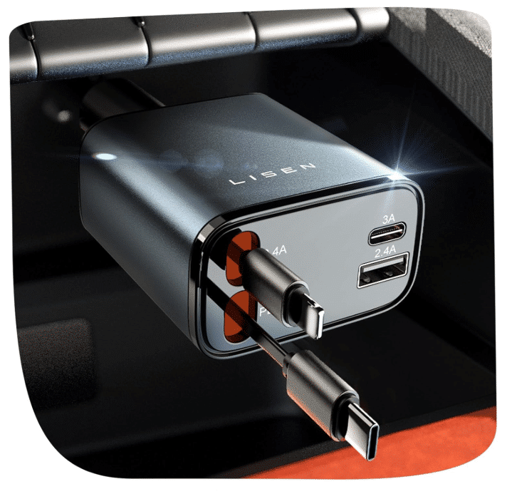 lisen retractable steam deck car charger