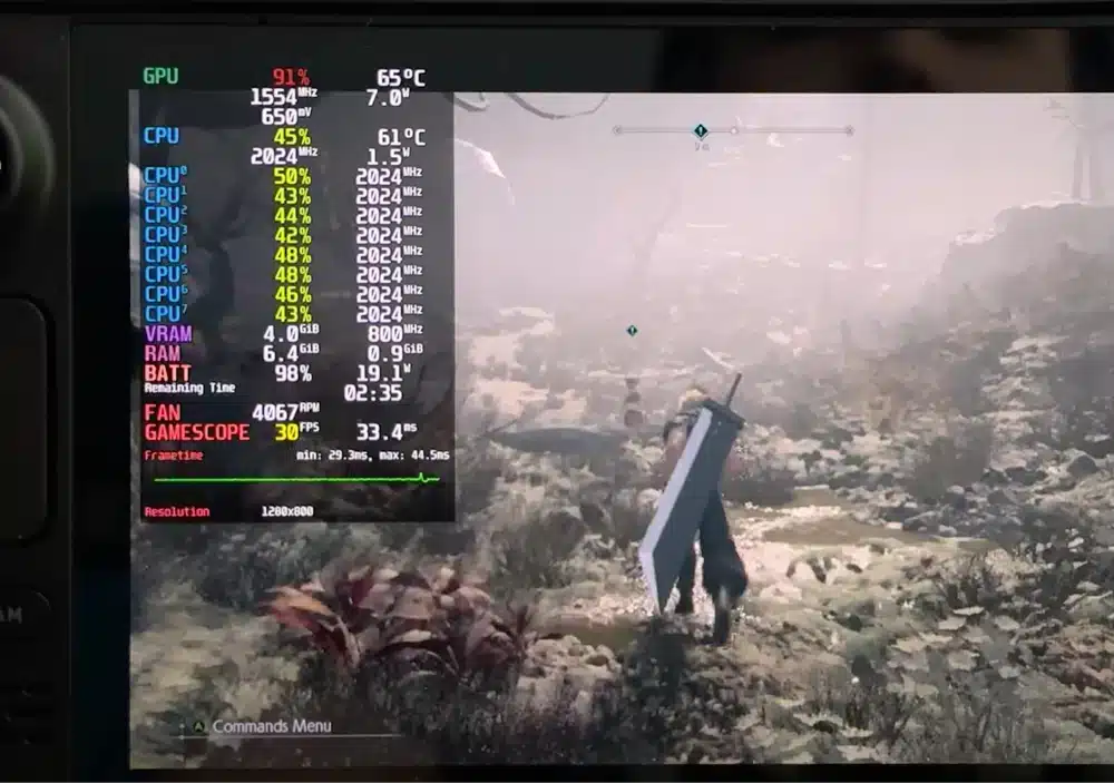 final fantasy vii rebirth steam deck performance overlay