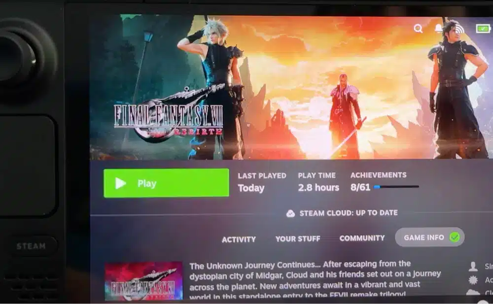 how to play Final Fantasy VII Rebirth Steam Deck