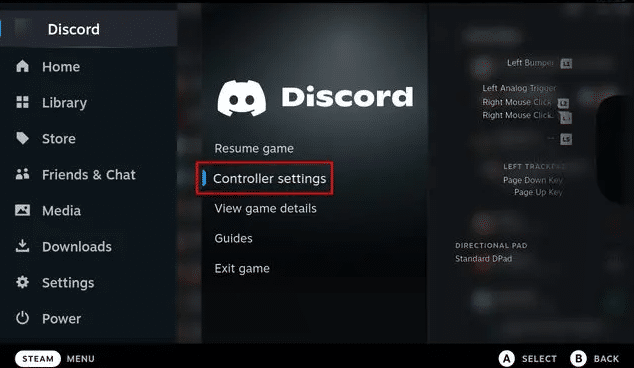 discord on steam deck controller settings