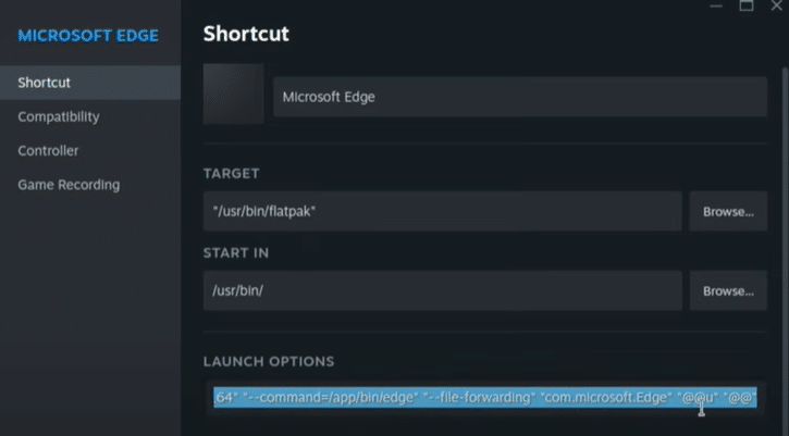 microsoft edge shortcut