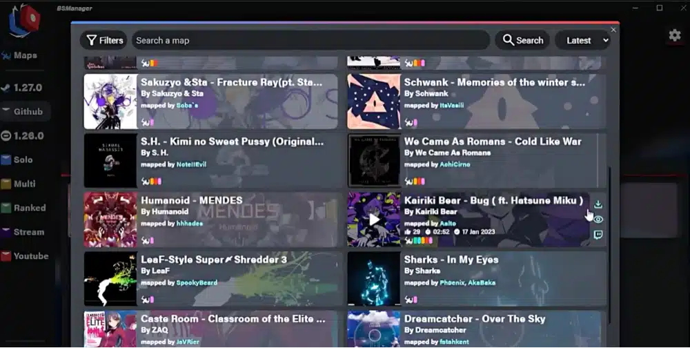 bsmanager beat saber custom songs