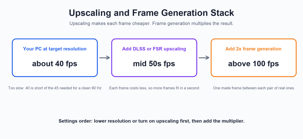 vr frame generation upscaling information